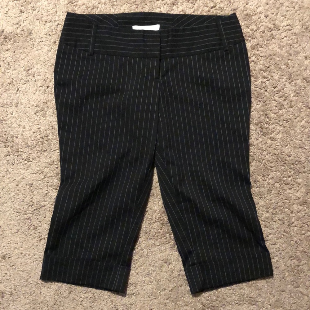 Pinstripe Capris with Lace-up Corset Back